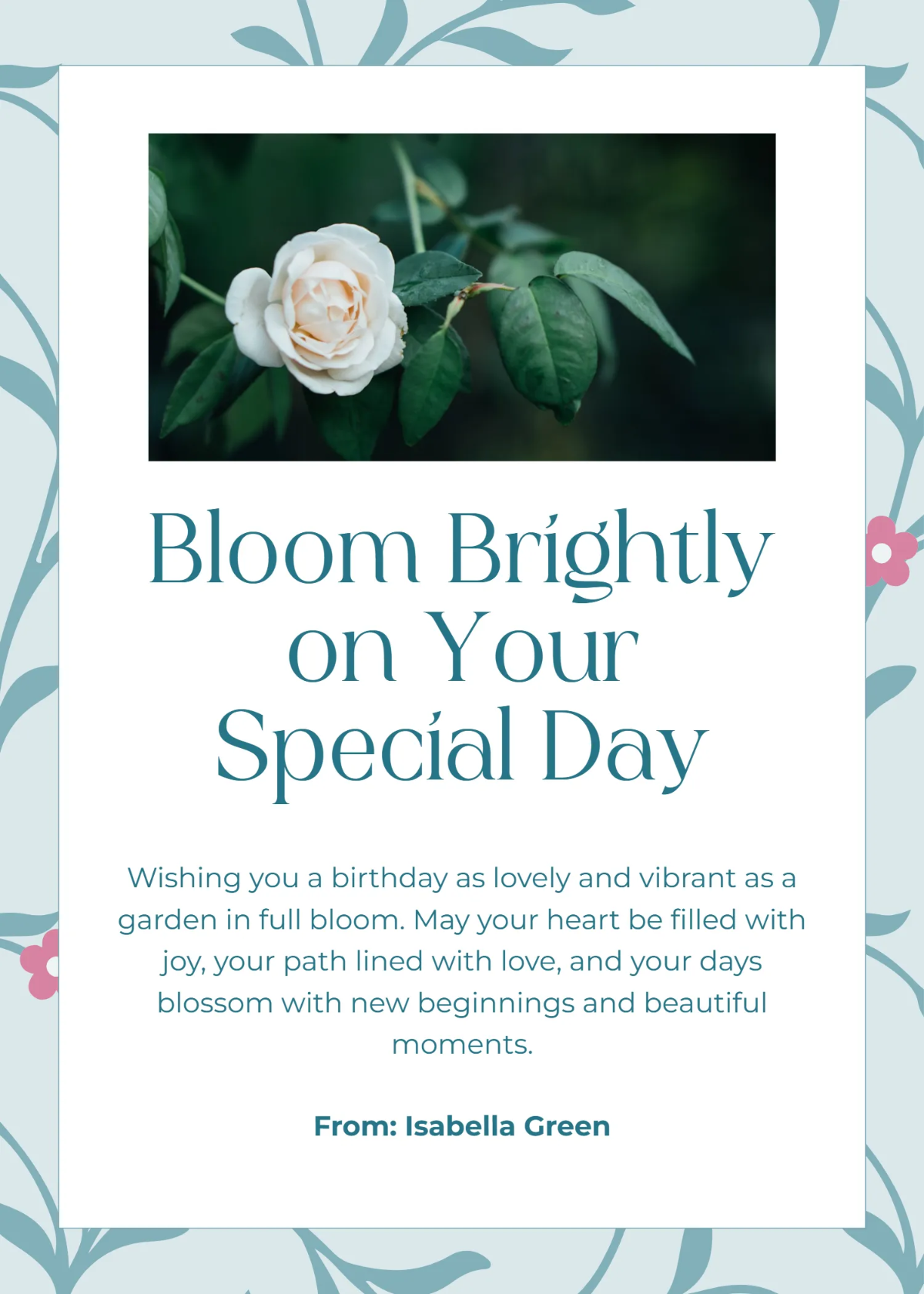 Free Floral Happy Birthday Wishes Template to Edit Online