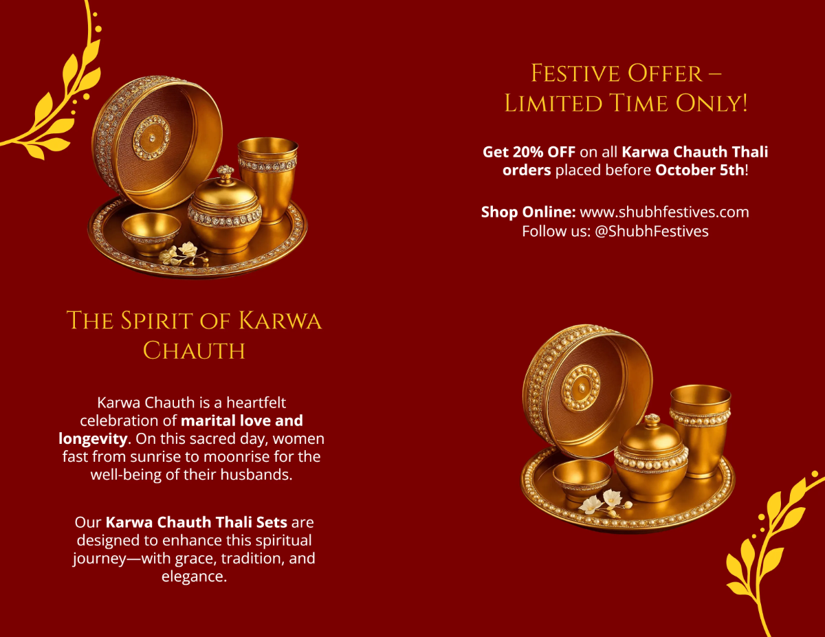 Free Karwa Chauth Thali Brochure Layout Template to Edit Online
