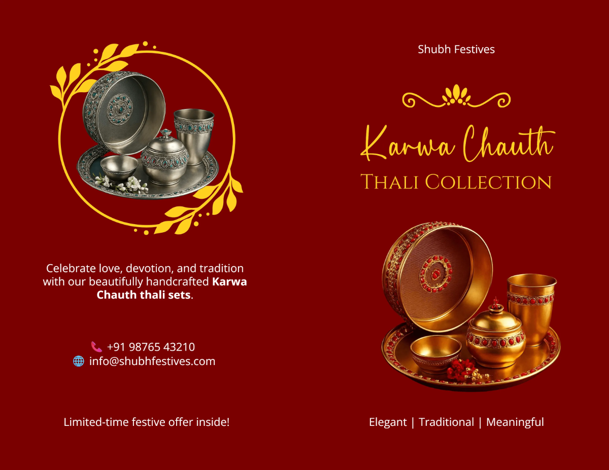 Free Karwa Chauth Thali Brochure Layout Template to Edit Online