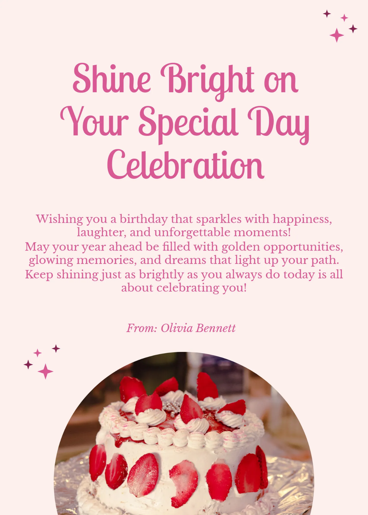Free Sparkling Happy Birthday Wishes Template to Edit Online