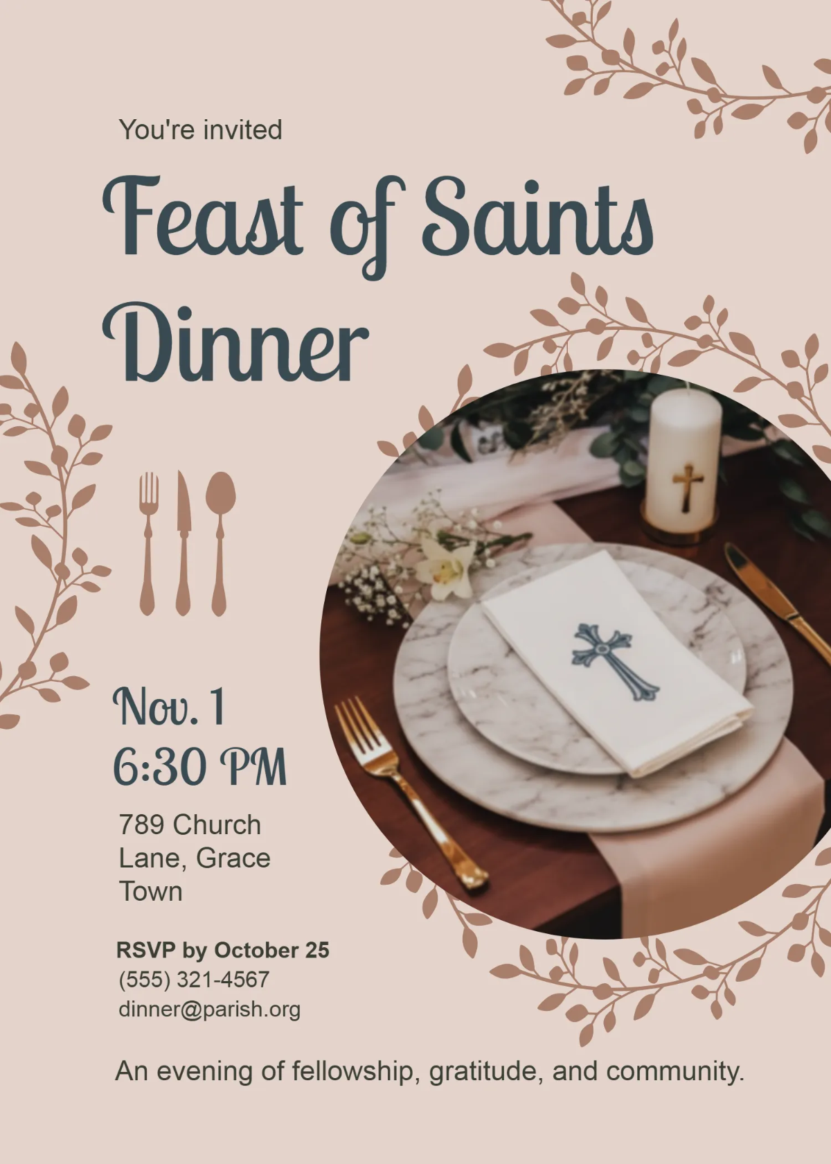 Free All Saints' Day Dinner Invitation Template to Edit Online
