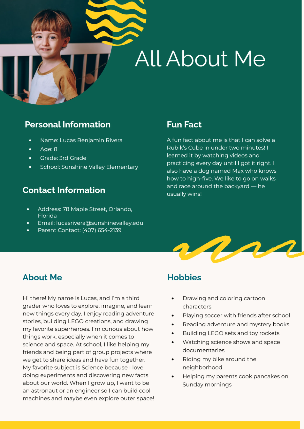 Free About Me Kids Template to Edit Online