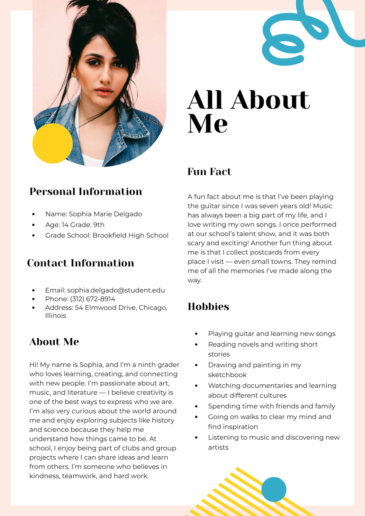 Free Unique About Me Template to Edit Online