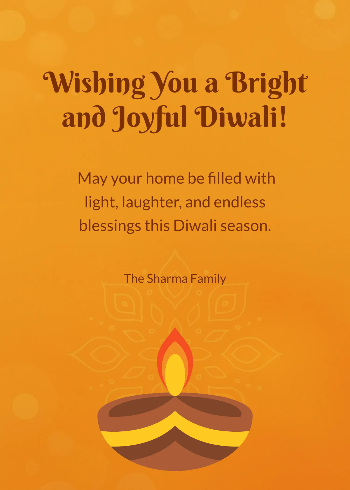 Free Simple Diwali Message Wishes Template to Edit Online