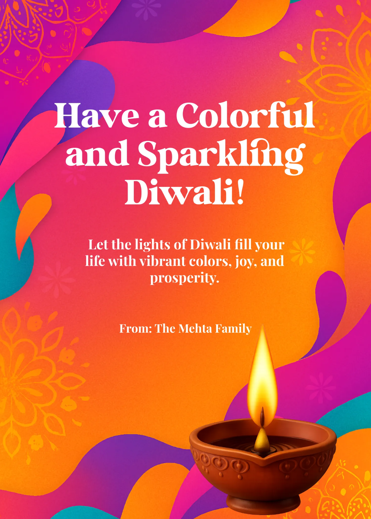 Free Colorful Diwali Greeting Template to Edit Online