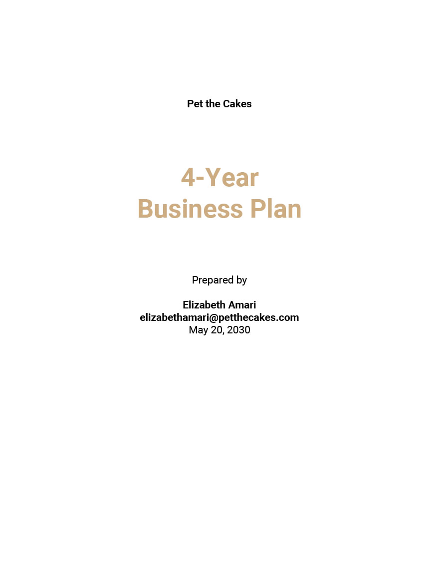 4 year business Plan Template
