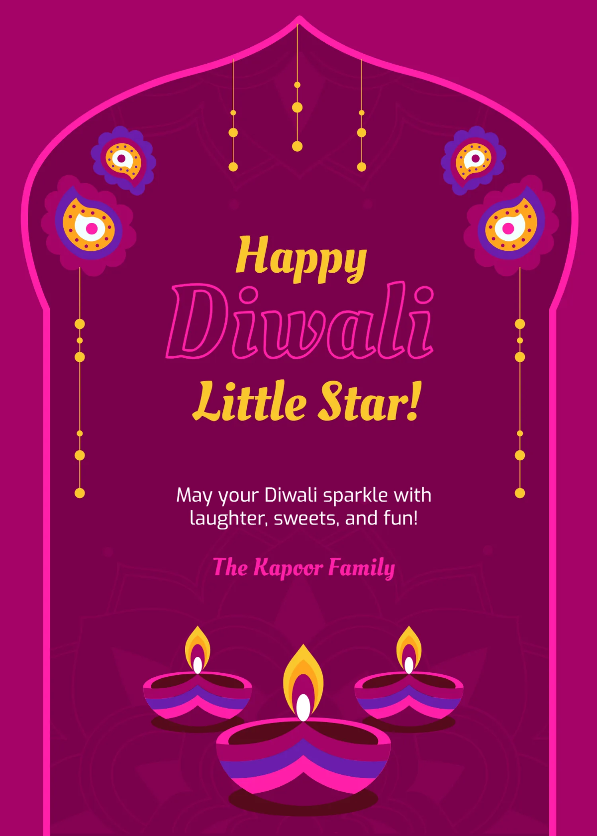 Free Colorful Diwali Message for Children Template to Edit Online