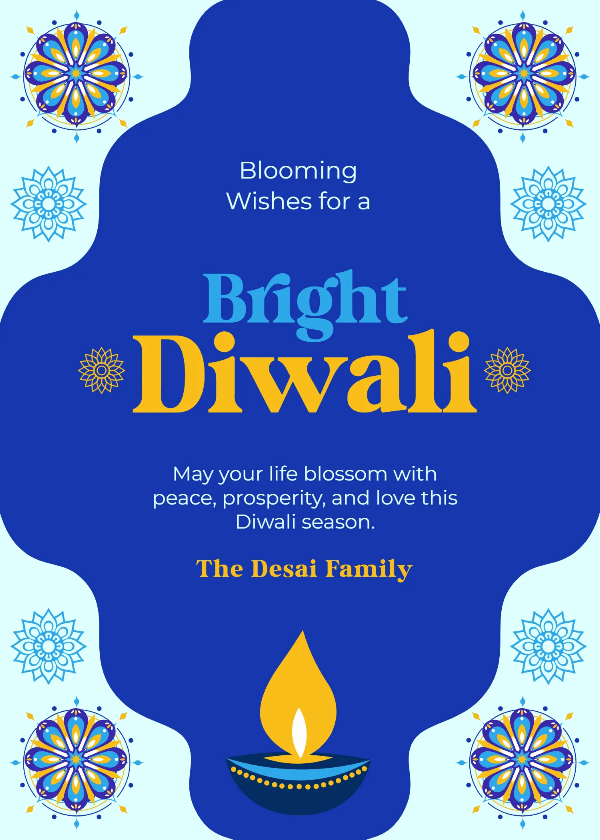 Free Floral Border Diwali Wishes Template to Edit Online