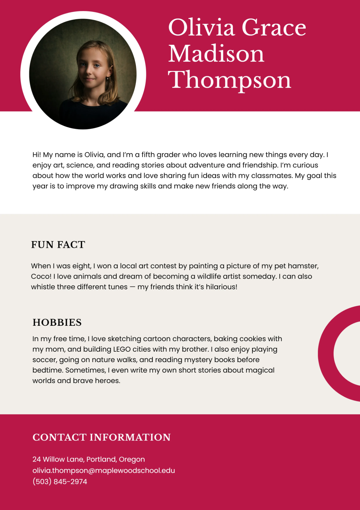 Free Professional About Me Template to Edit Online
