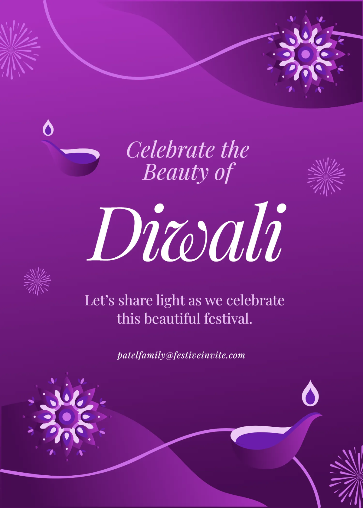 Free Beautiful Diwali Festival Invitation Template to Edit Online