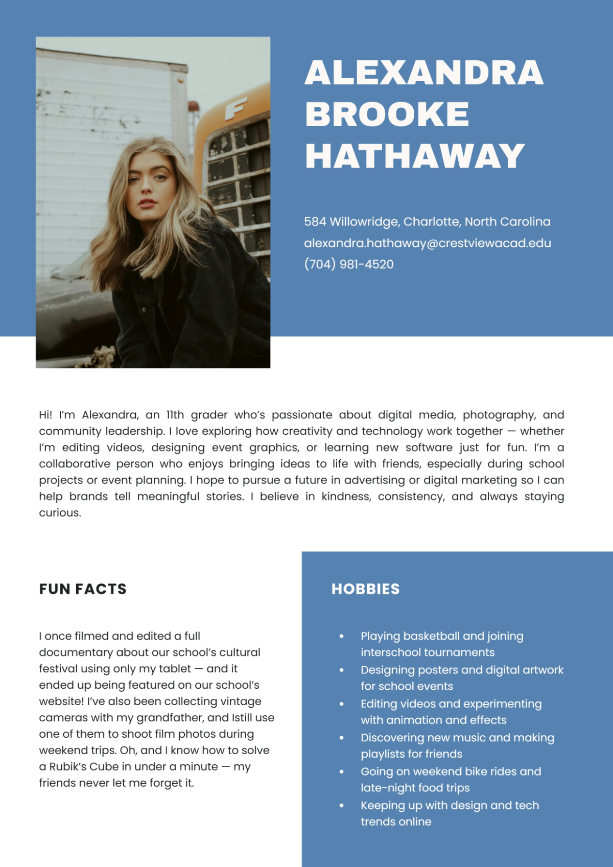 Free Editable About Me Template to Edit Online