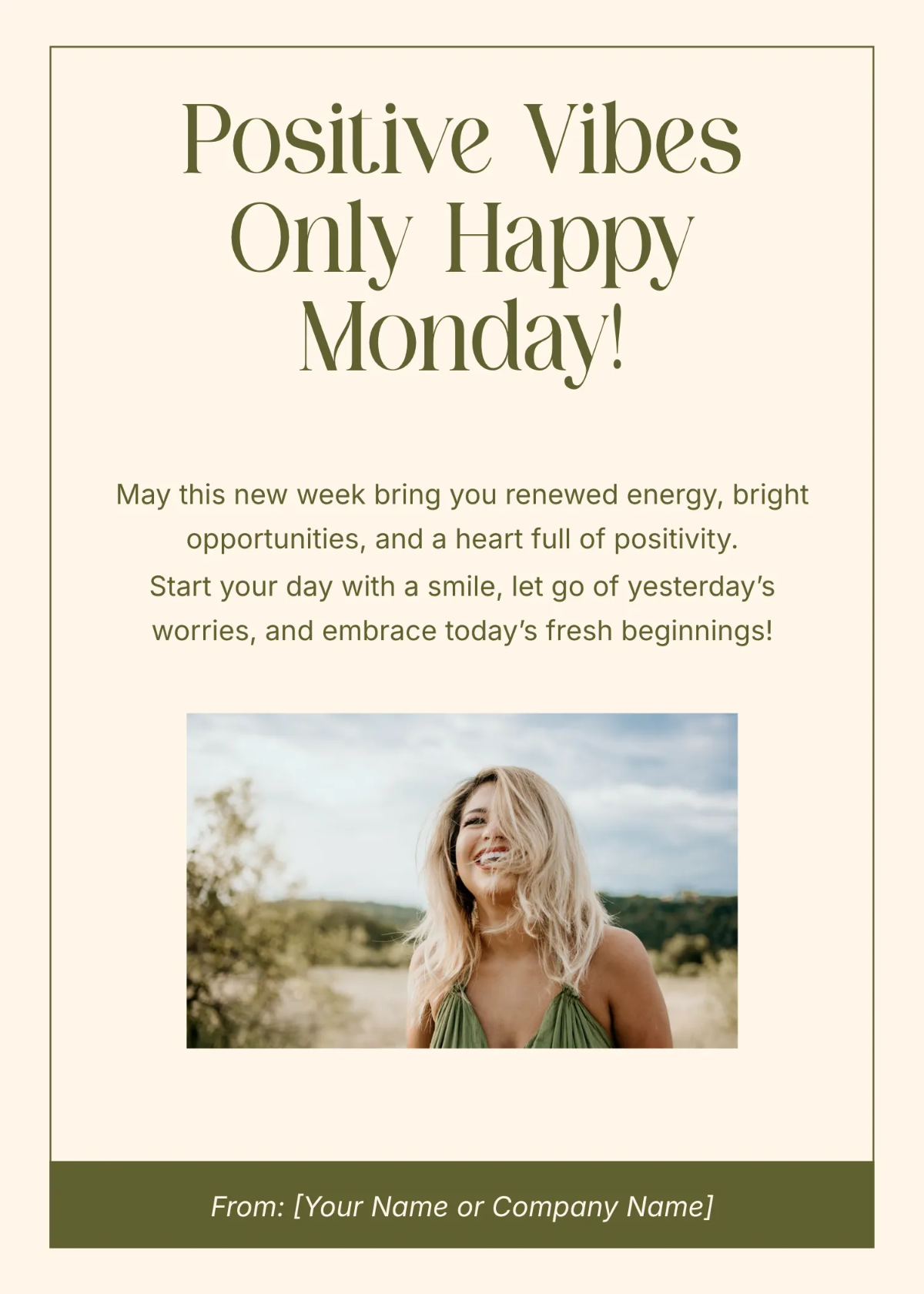 Free Positive Happy Monday Wishes Template to Edit Online