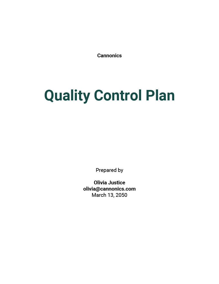Quality Control Plan 
