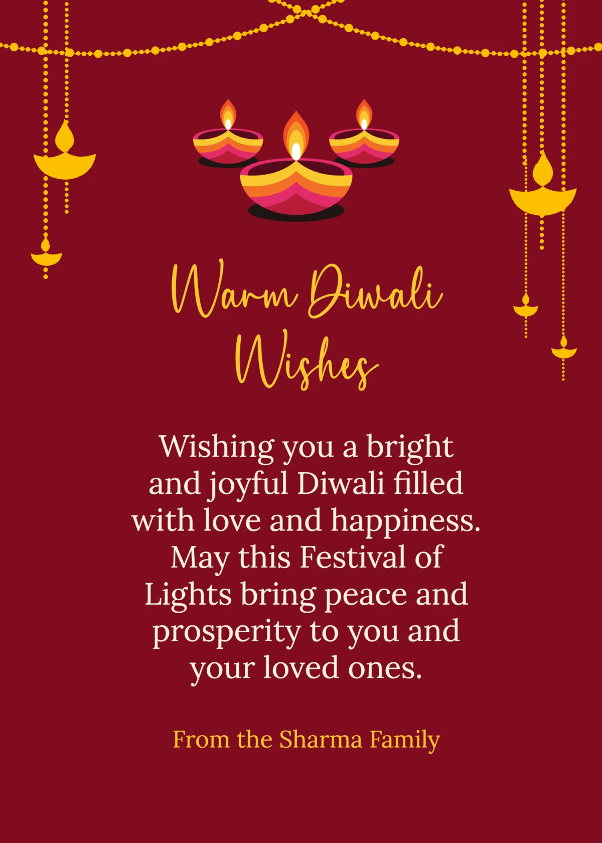 Free Diwali Wishes Illustration Template to Edit Online