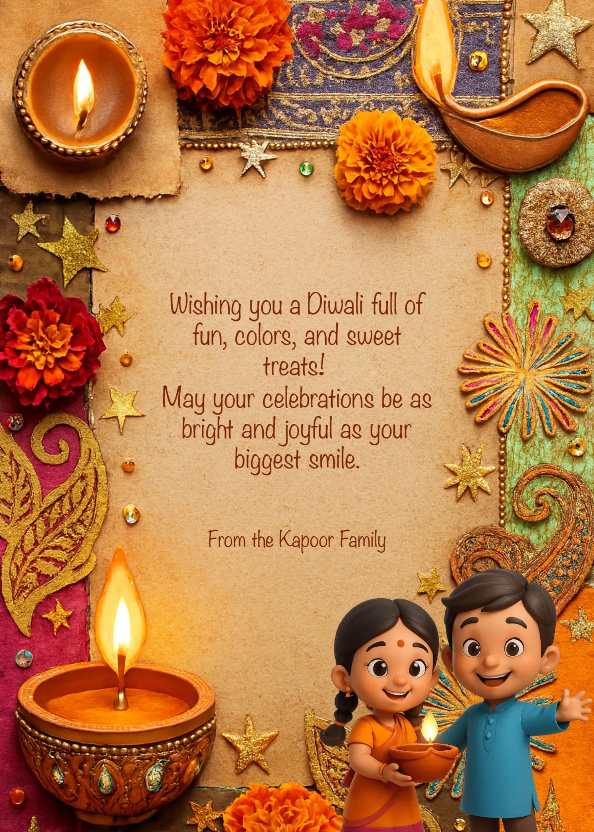 Free Kids Diwali Craft Message Template to Edit Online
