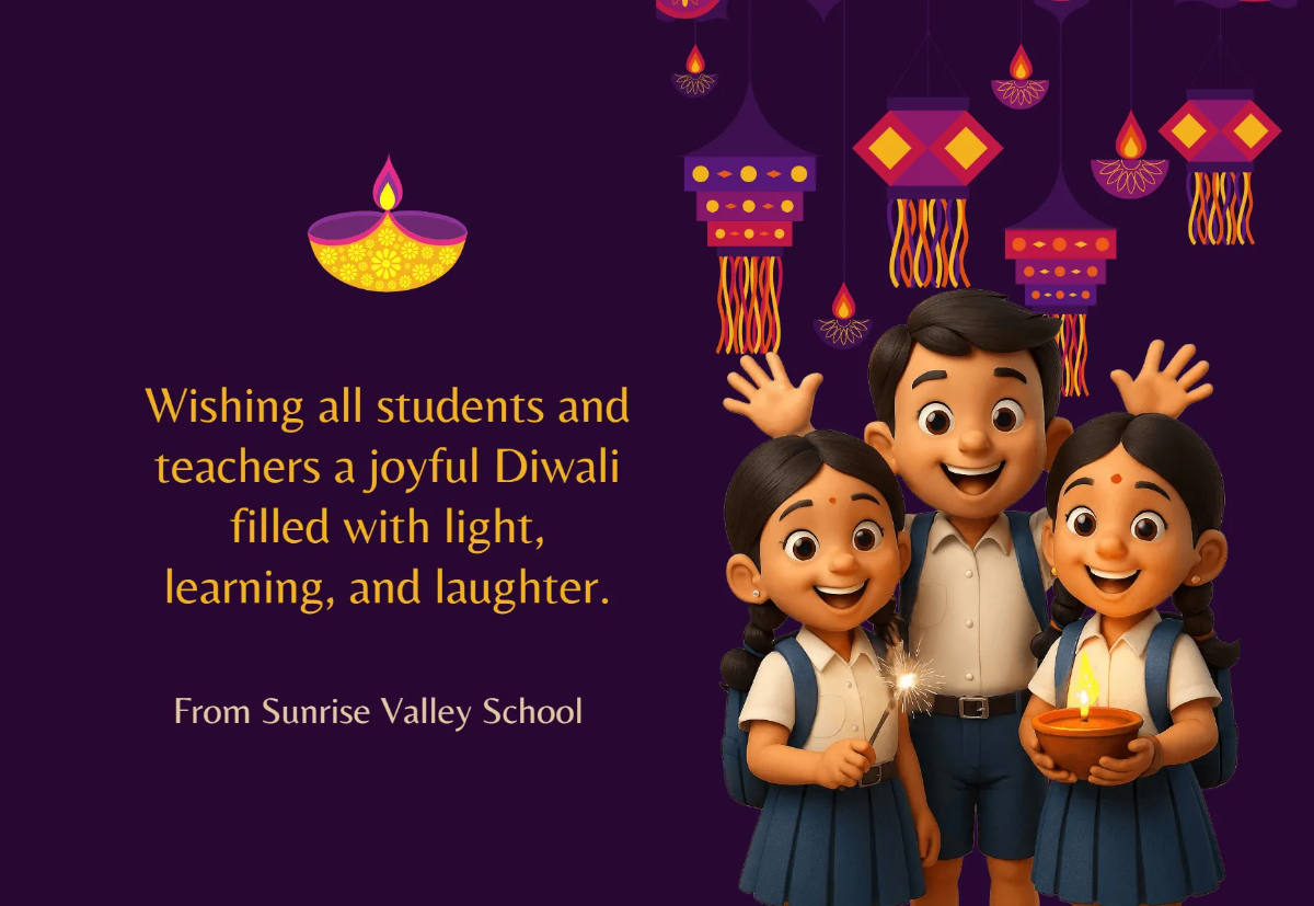 Free School Diwali Wishes Card Template to Edit Online