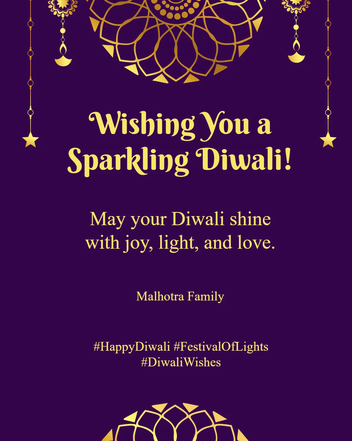 Free Festive Diwali Wishes Social Media Post Template to Edit Online