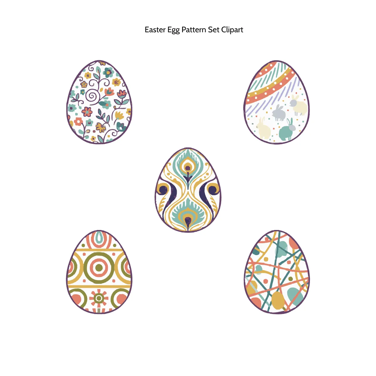 Free Easter Egg Pattern Set Clipart Template to Edit Online