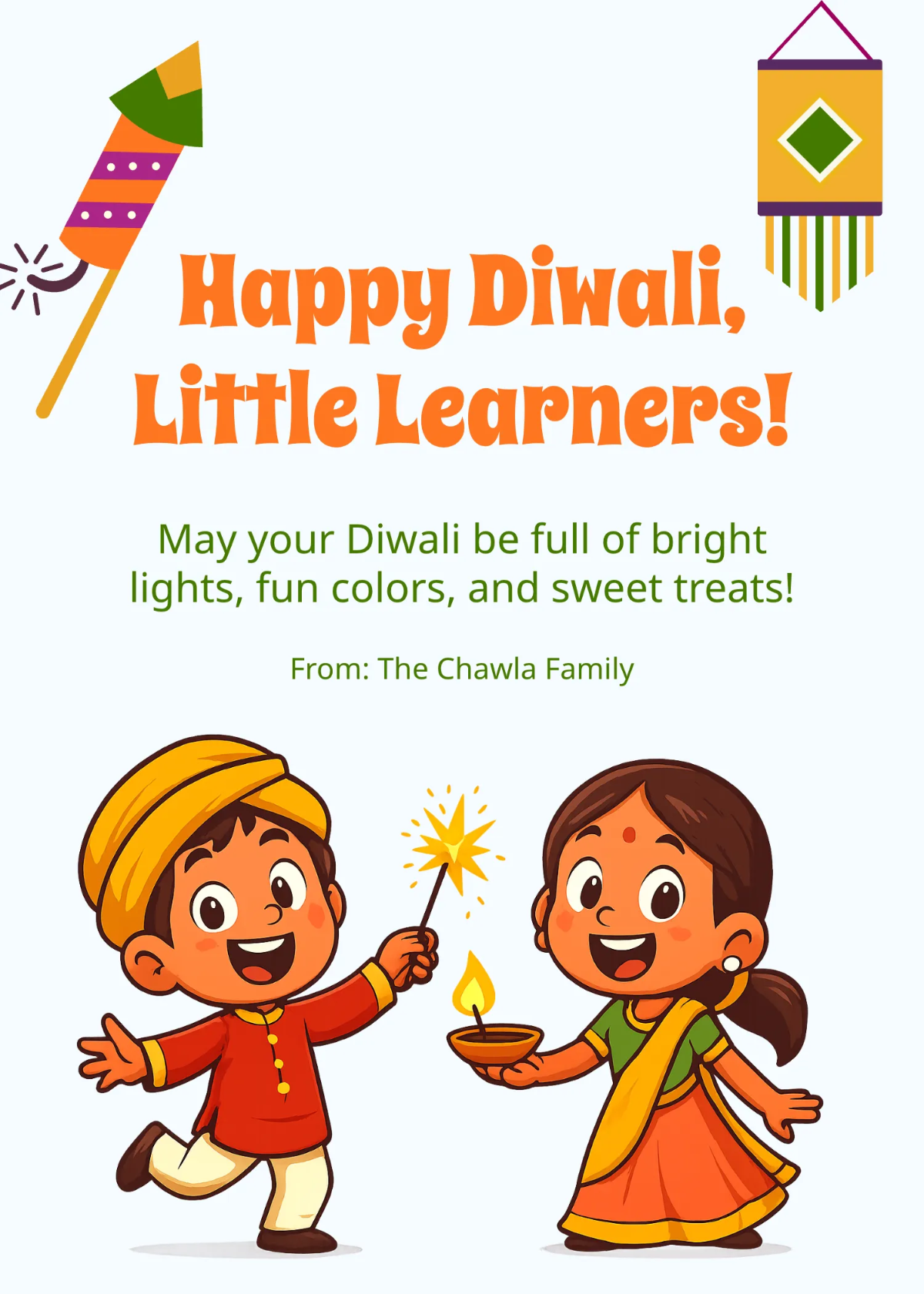 Free Easy Diwali Preschool Message Template to Edit Online