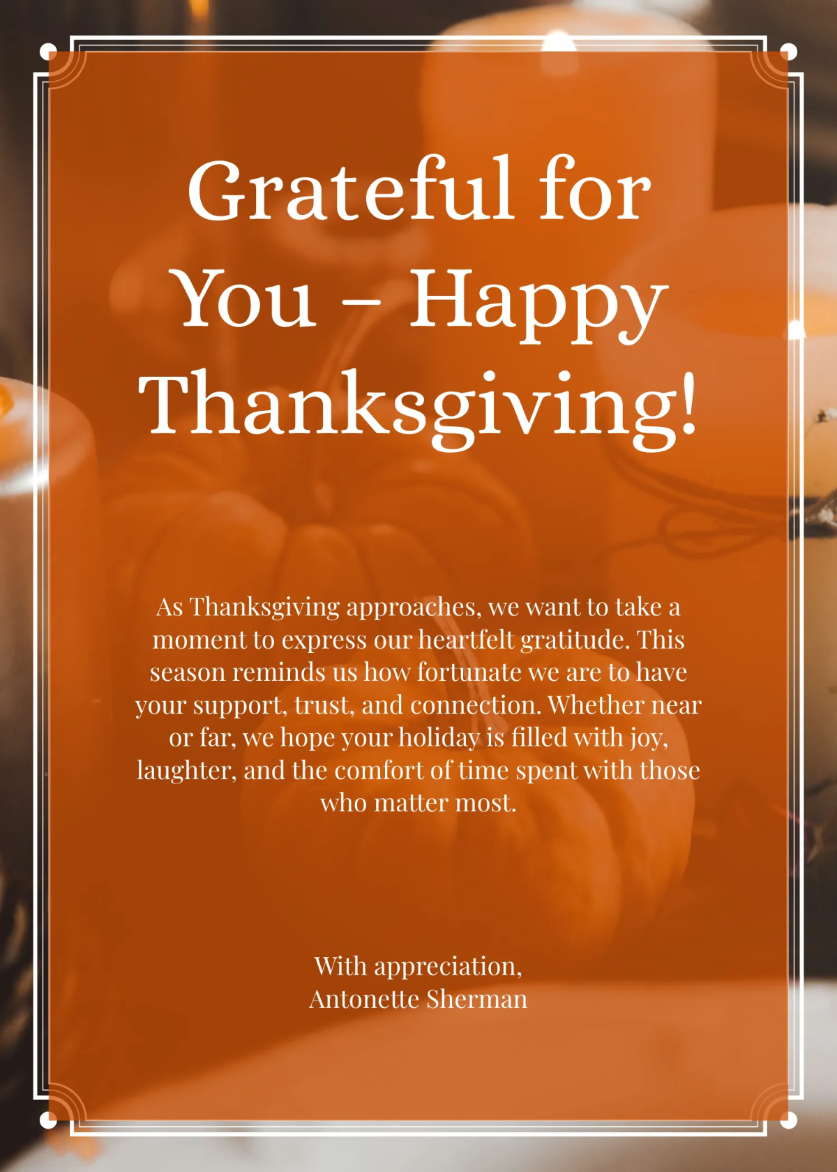 Free Thanksgiving Email Wishes Template to Edit Online