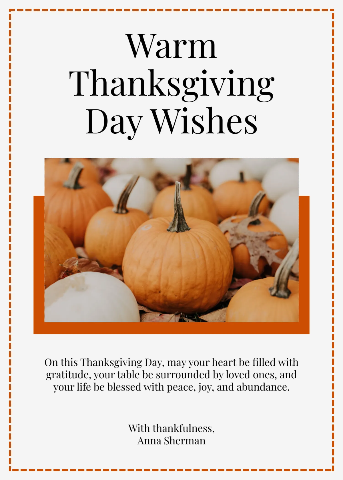 Free Thanksgiving Day Wishes Template to Edit Online