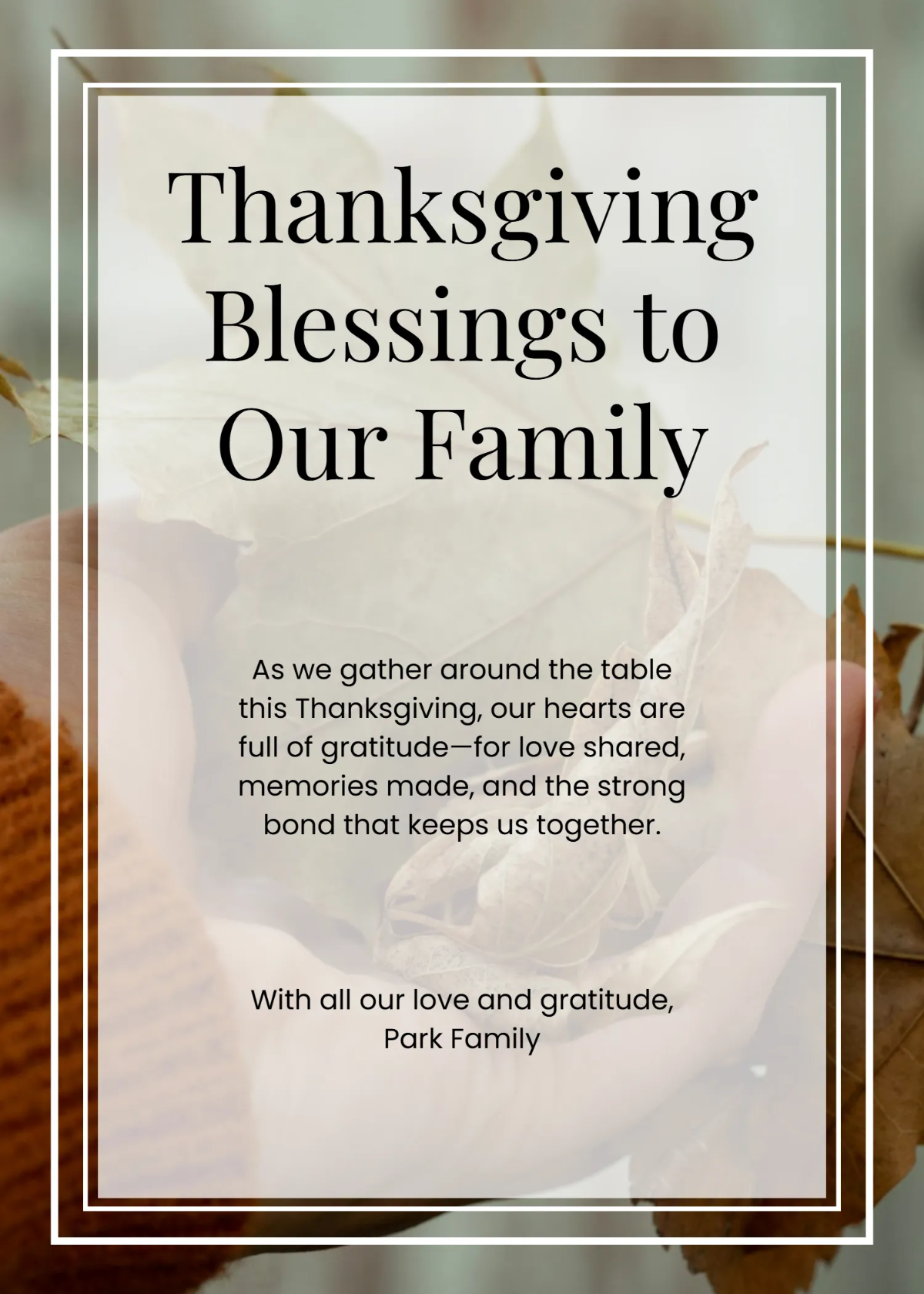 Free Family Thanksgiving Wishes Template to Edit Online
