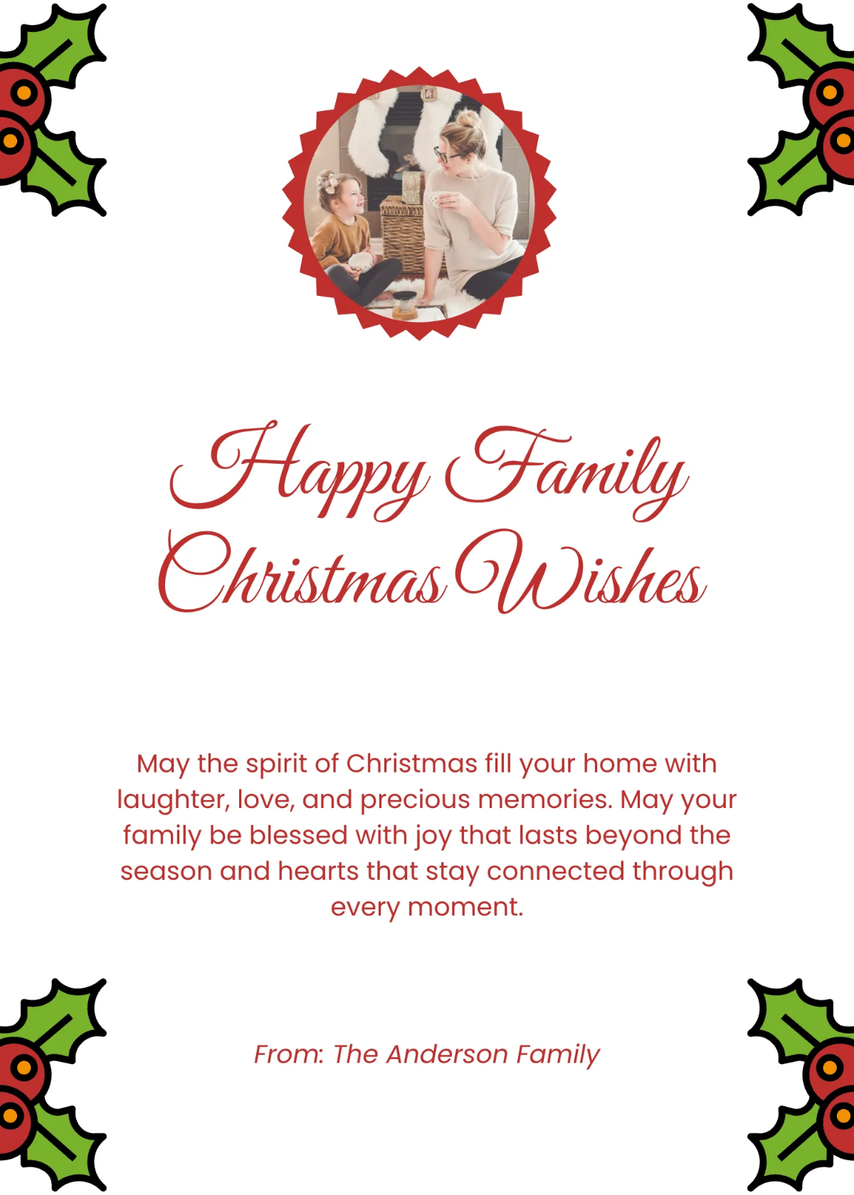 Free Happy Family Christmas Wishes Template to Edit Online