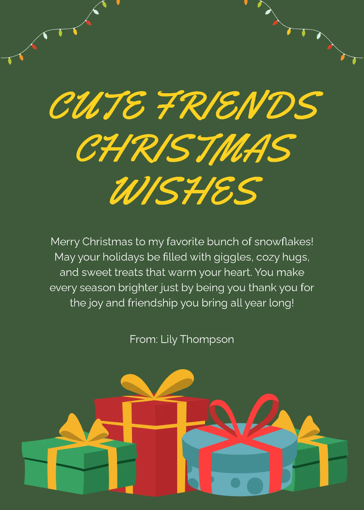 Free Cute Friends Christmas Wishes Template to Edit Online