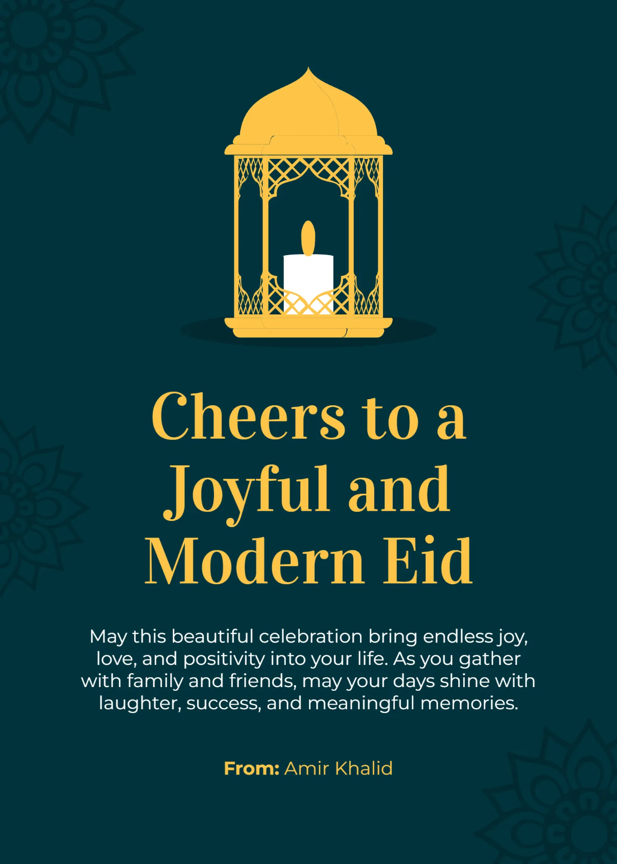 Free Modern Eid Mubarak Wishes Template to Edit Online