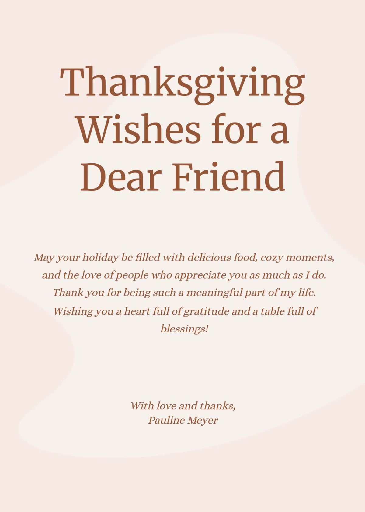 Free Friends Thanksgiving Wishes Template to Edit Online