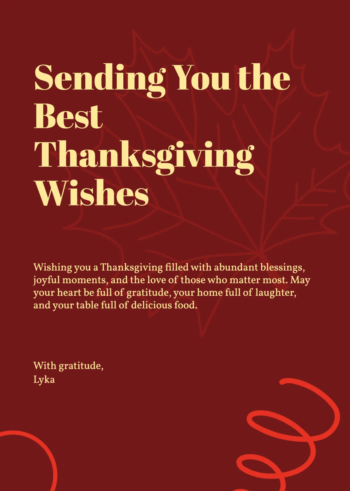 Free Blessed Thanksgiving Wishes Template to Edit Online