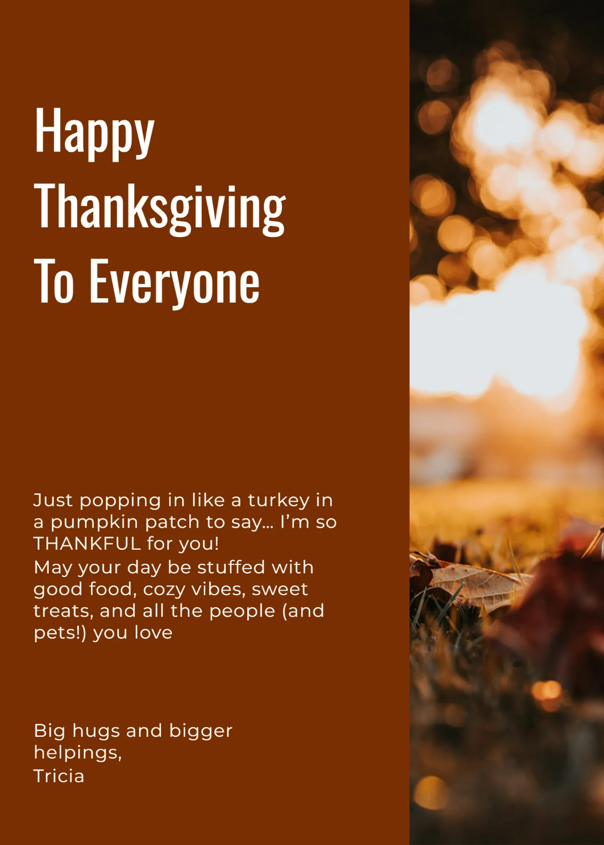 Free Cute Thanksgiving Wishes Template to Edit Online