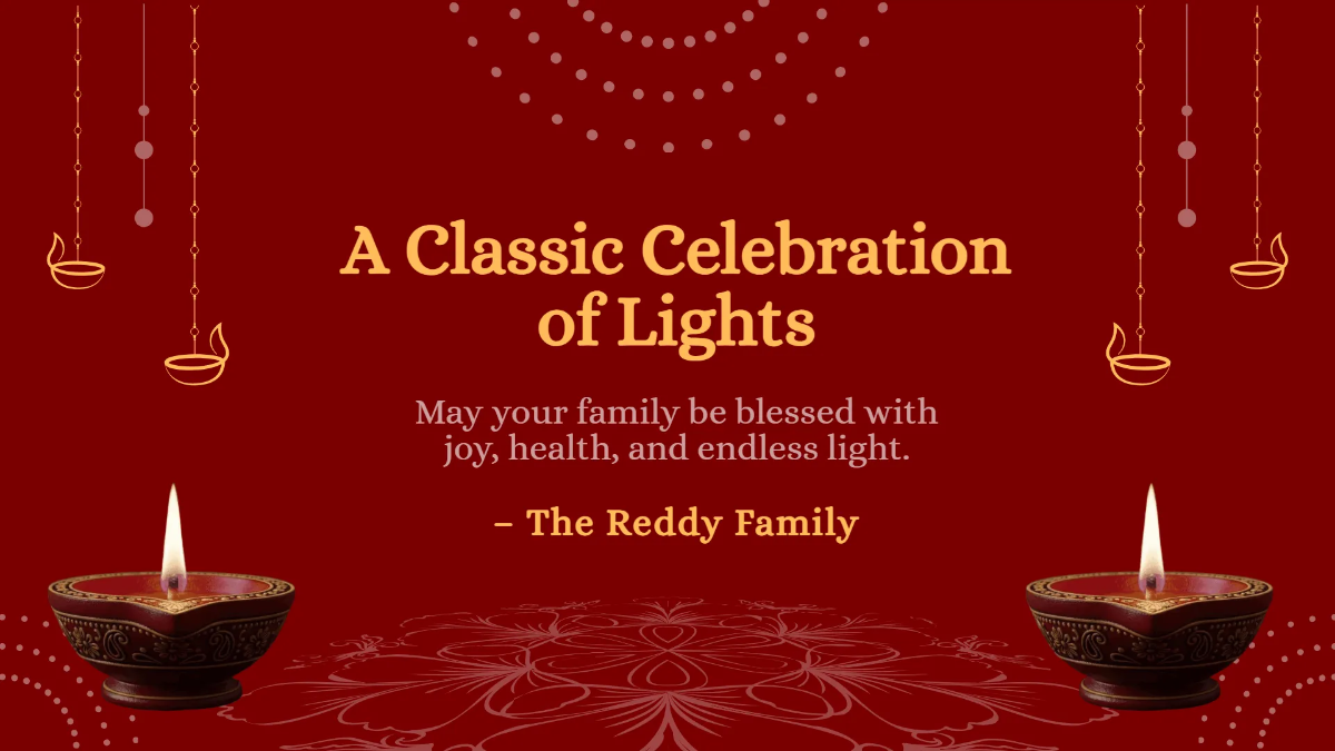 Free Traditional Red Diwali Background Message Template to Edit Online