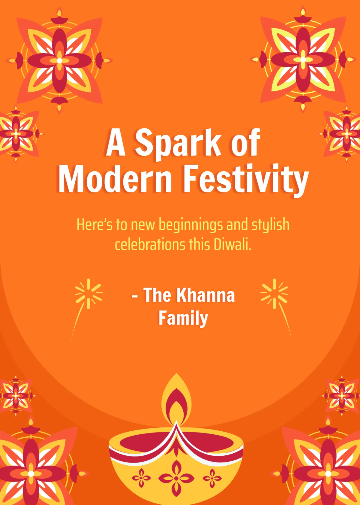 Free Modern Diwali Greeting Template to Edit Online