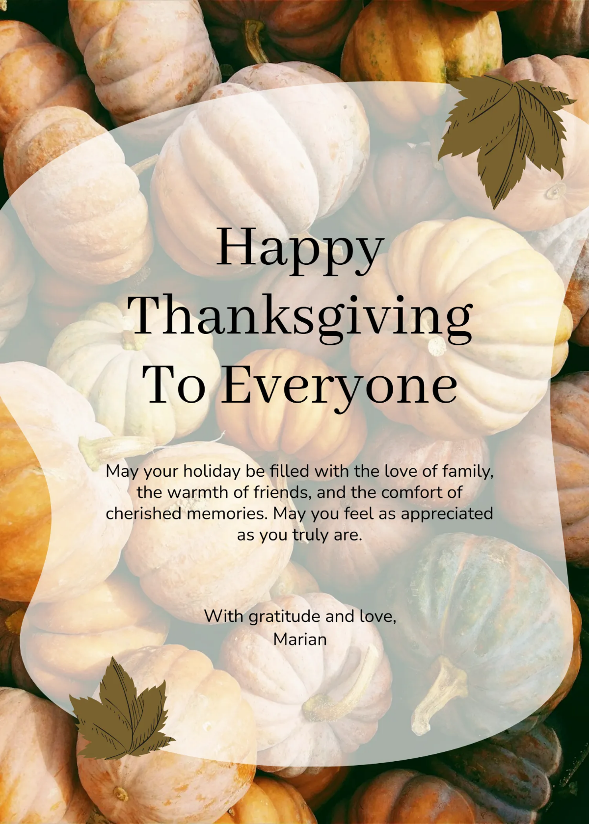 Free Special Thanksgiving Wishes Template to Edit Online