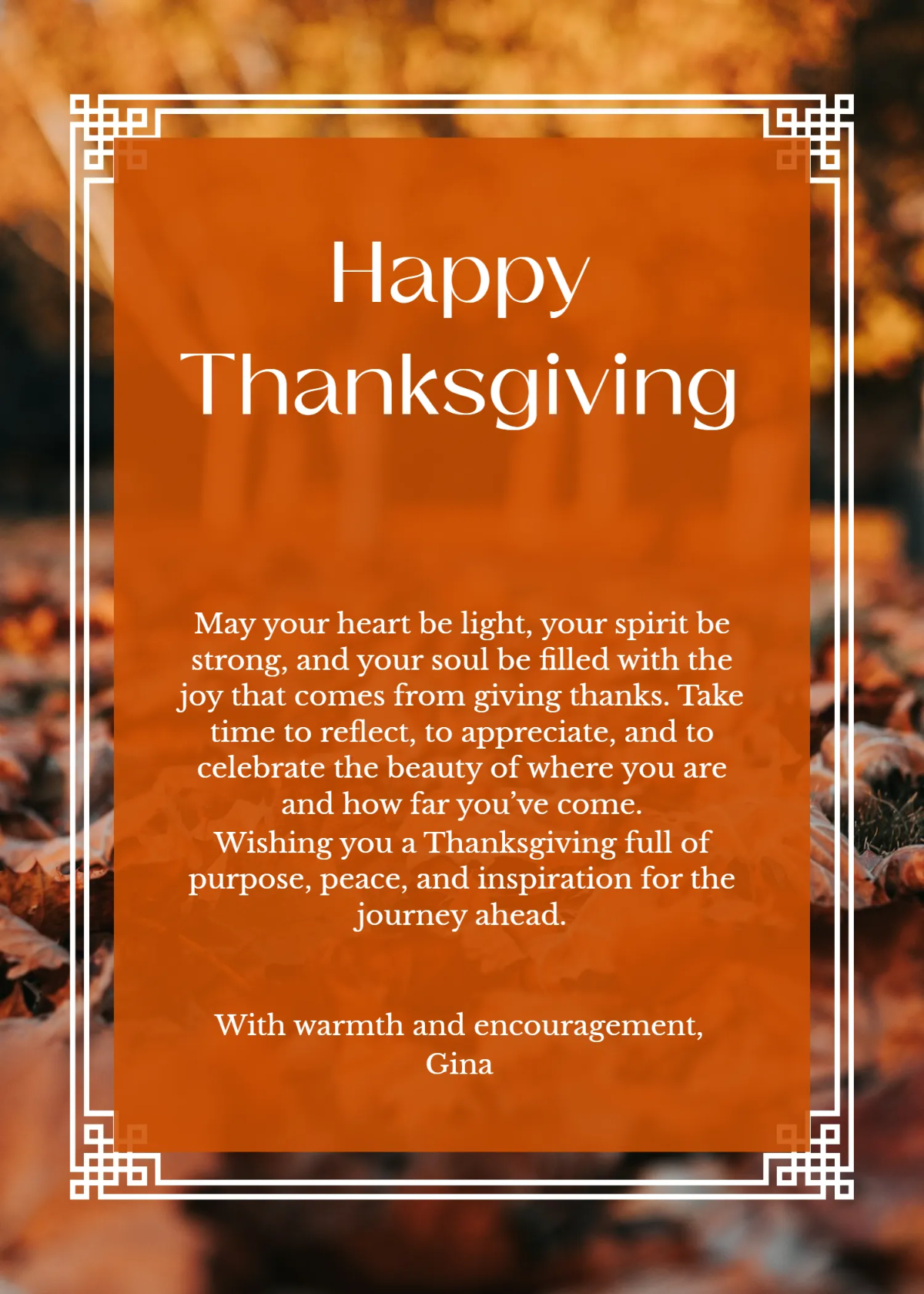 Free Inspirational Thanksgiving Wishes Template to Edit Online