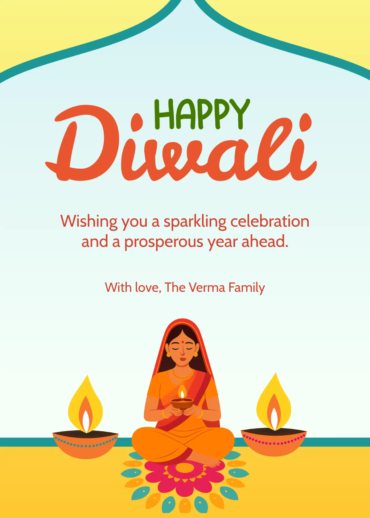 Free Graphic Style Diwali Greeting Template to Edit Online