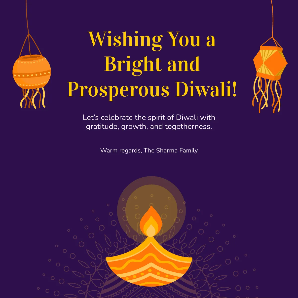 Free LinkedIn Diwali Wishes Message Template to Edit Online