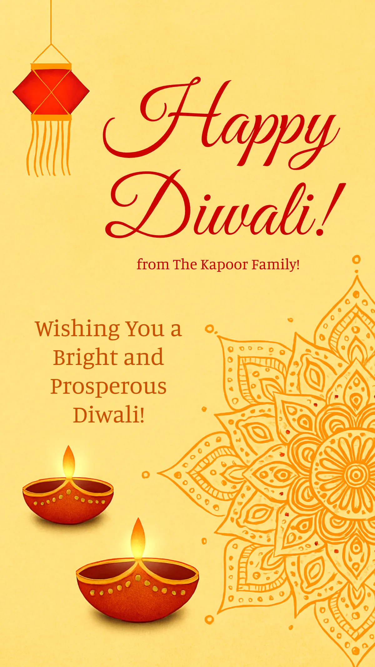 Free Diwali Facebook Message Wallpaper Template to Edit Online