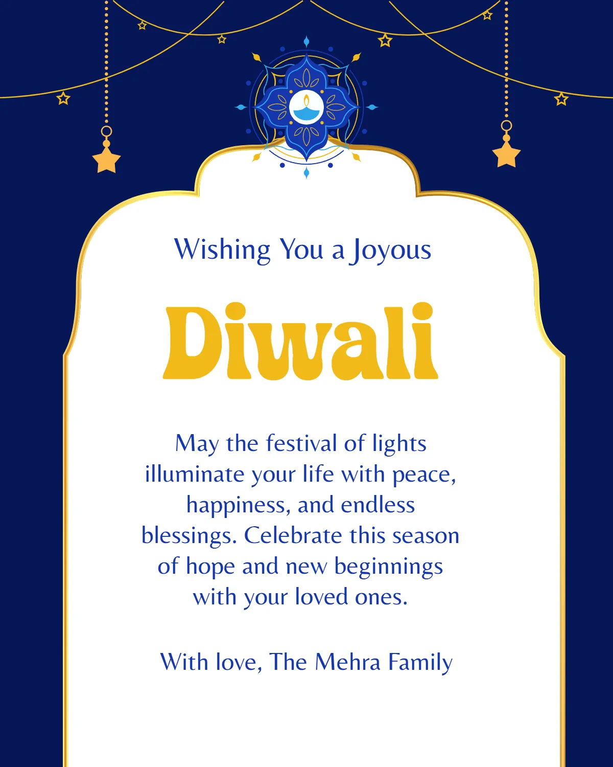 Free Diwali Message Wishes for Facebook Post Template to Edit Online