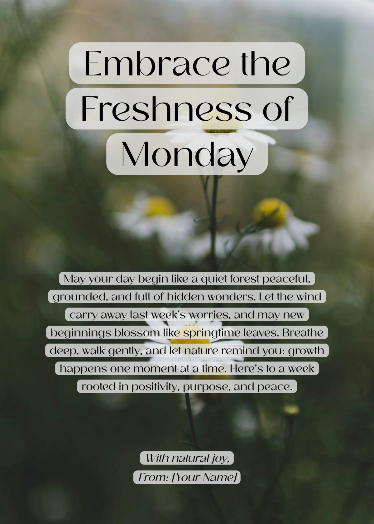 Free Nature Happy Monday Wishes Template to Edit Online