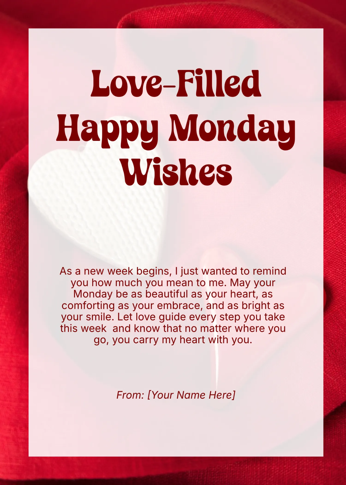 Free Love Happy Monday Wishes Template to Edit Online