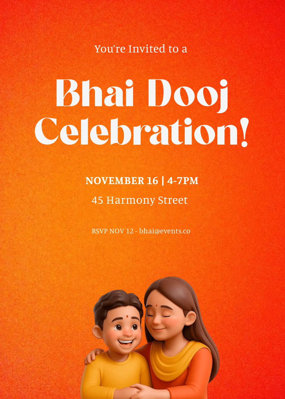 Free Simple Bhai Dooj Invitation Template to Edit Online