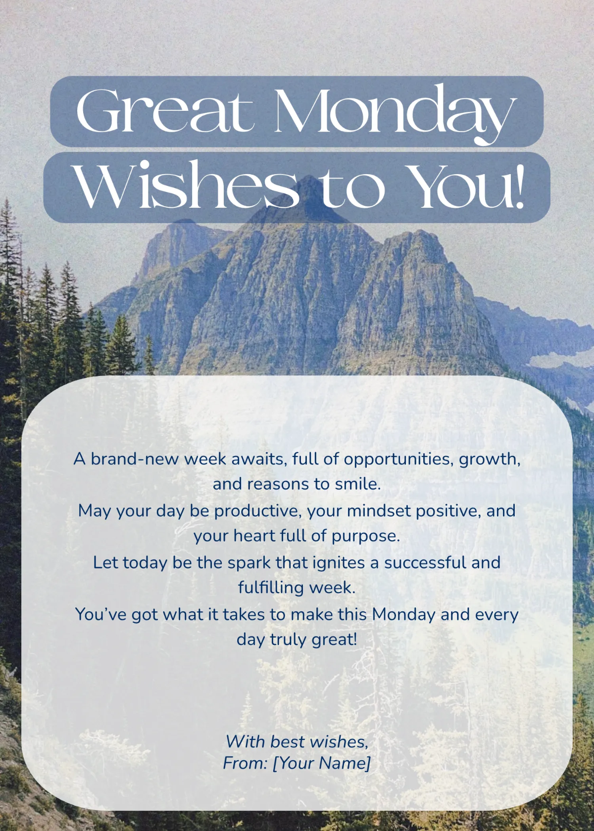 Free Great Happy Monday Wishes Template to Edit Online