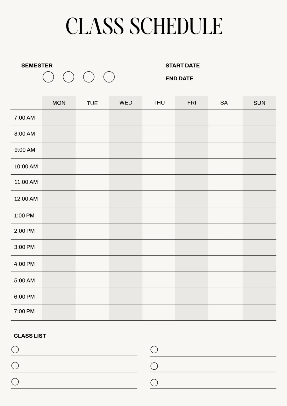 Free Printable Classroom Schedule Template to Edit Online Free Printable Classroom Schedule Template to Edit Online