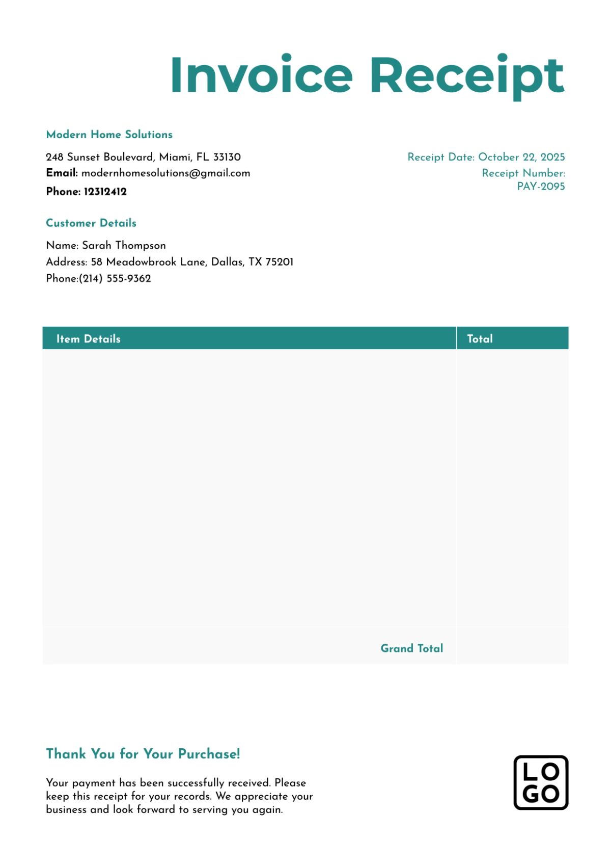 Free Invoice Receipt Template to Edit Online