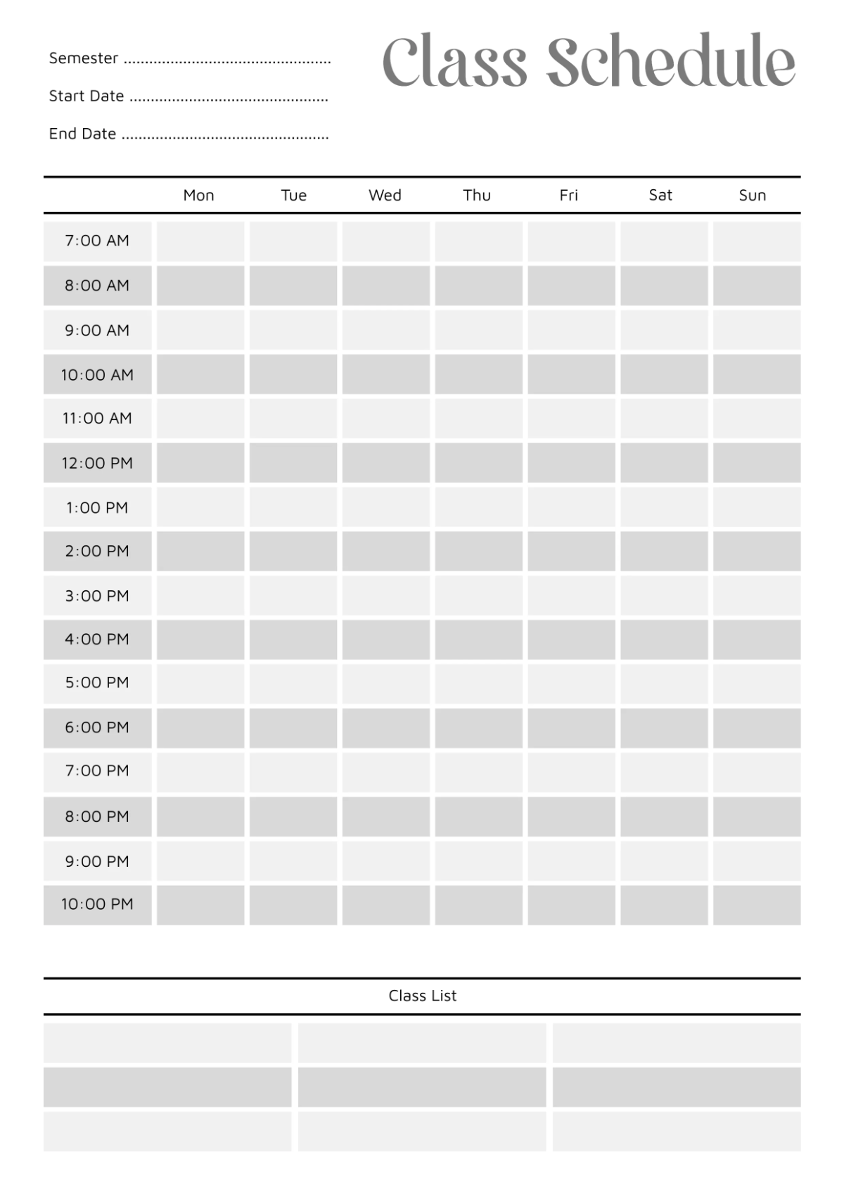 Free Weekly Classroom Schedule Template to Edit Online Free Weekly Classroom Schedule Template to Edit Online