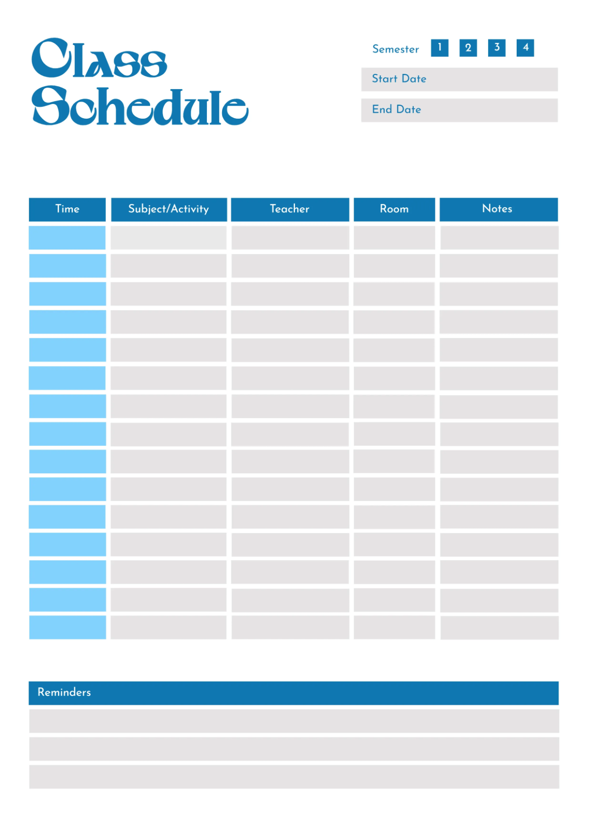 Free Daily Classroom Schedule Template to Edit Online