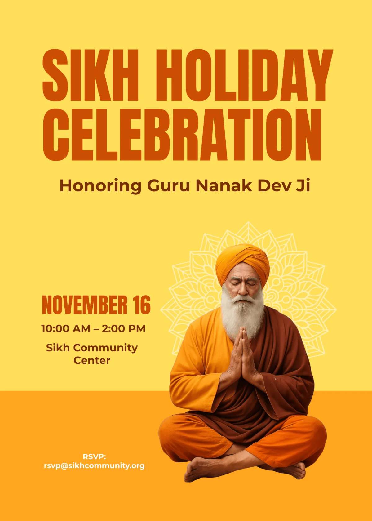 Free Simple Sikh Holiday Announcement Template to Edit Online