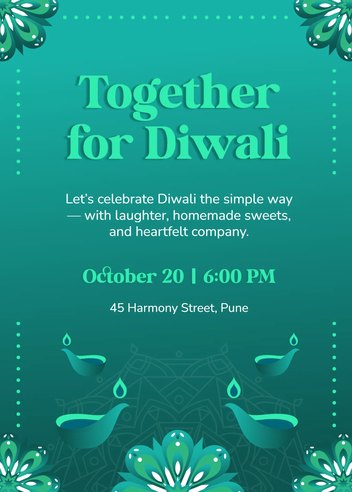 Free Simple Diwali Gathering Invitation Template to Edit Online